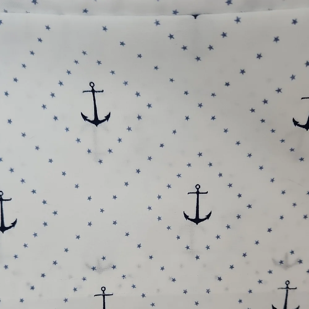 Tommy Hilfiger Navy White Nautical Anchor Stars Print Twin Flat Sheet